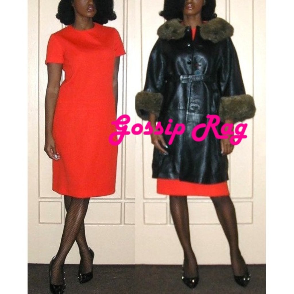 1960s Vintage Mod Orange Short Sleeve Dress Size Small